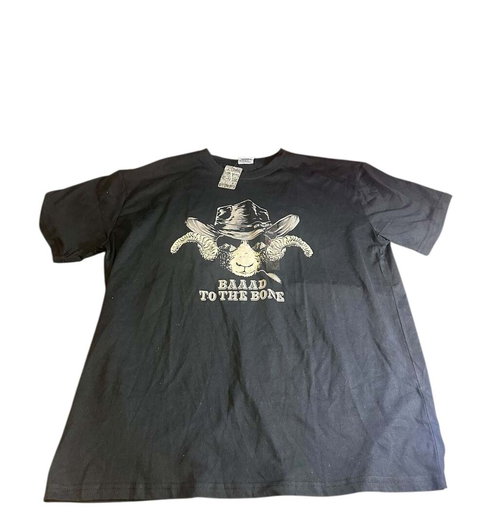Men’s XXL “Baaad To The Bone” Graphic T-Shirt Ram Cowboy Western Humor NWT
